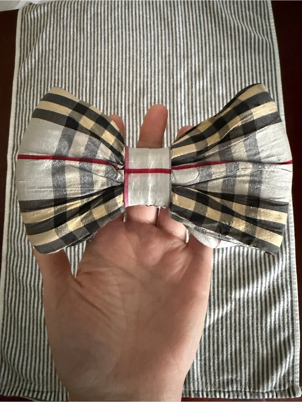 Plaid Bow Tie Dog Collar in Gray & Black - Classic Finish